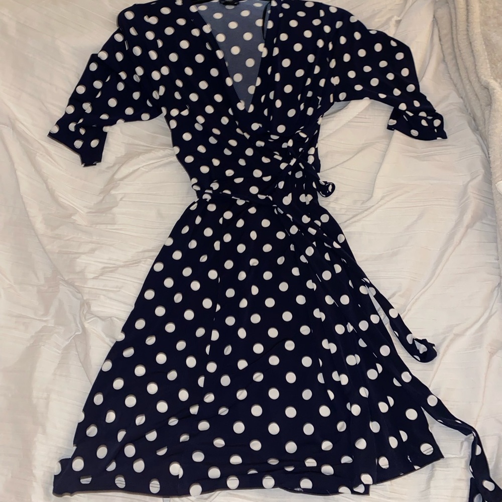 Blue and White Polka Dot Dress